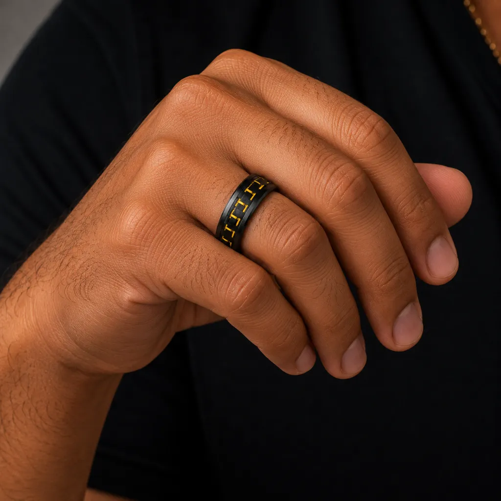 black-ceramic-ring-with-yellow-carbon-fiber-inlay-on-hand.webp