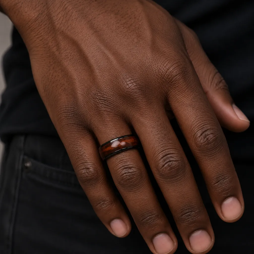 8mm-rose-wood-inlay-black-tungsten-ring-on-hand.webp