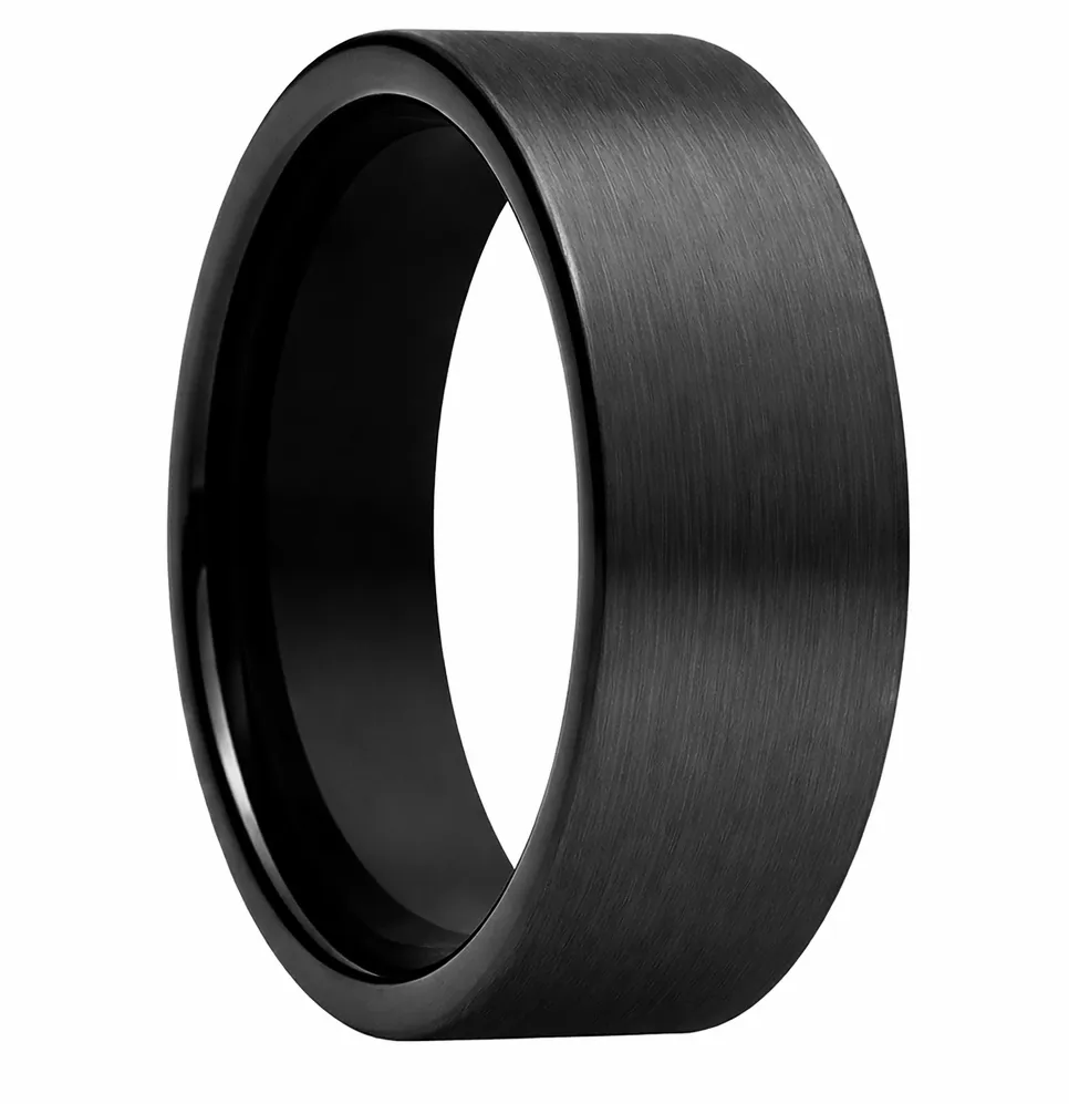 Brushed Finish Flat Black Tungsten Ring (4.5, No Engraving, No Engraving)
