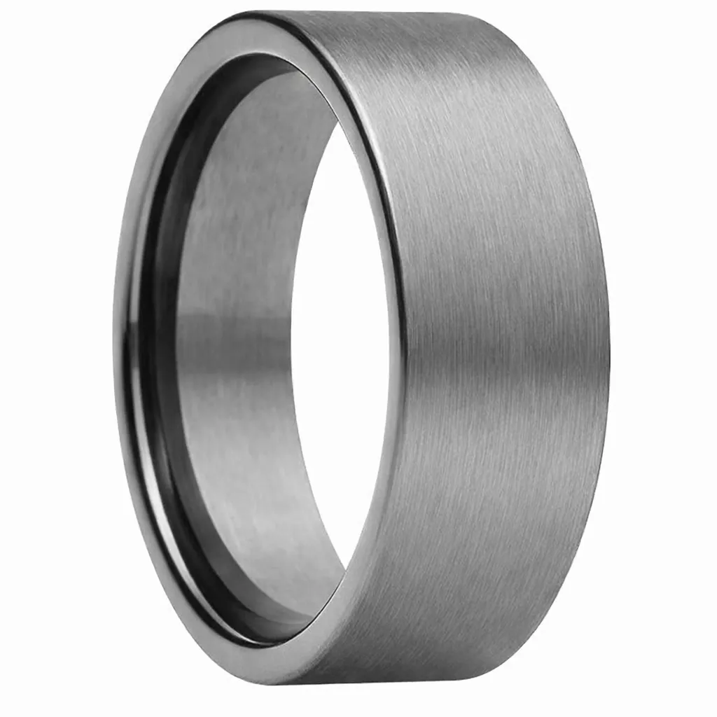 Brushed Finish Flat Tungsten Carbide Ring (4.5, No Engraving, No Engraving)