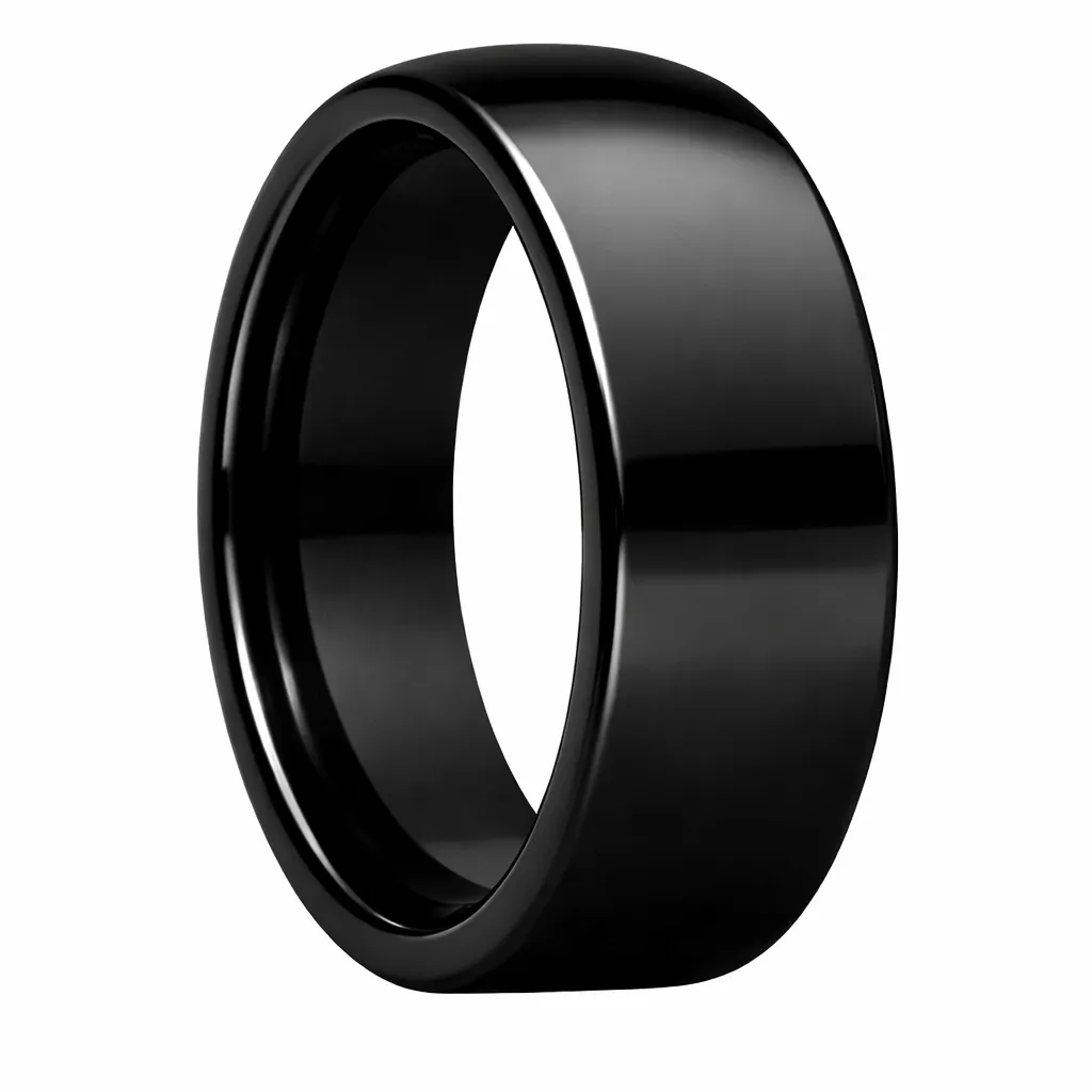 Polished Finish Domed Black Tungsten Ring (4.5, No Engraving, No Engraving)