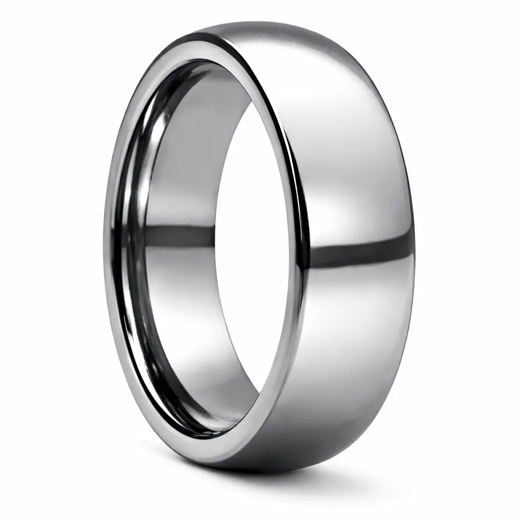 Polished Finish Domed Tungsten Carbide Ring (4.5, No Engraving, No Engraving)