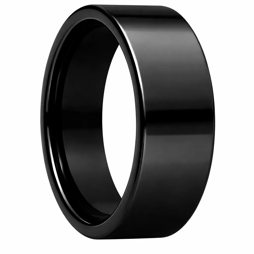 Polished Finish Flat Black Tungsten Ring (4.5, No Engraving, No Engraving)