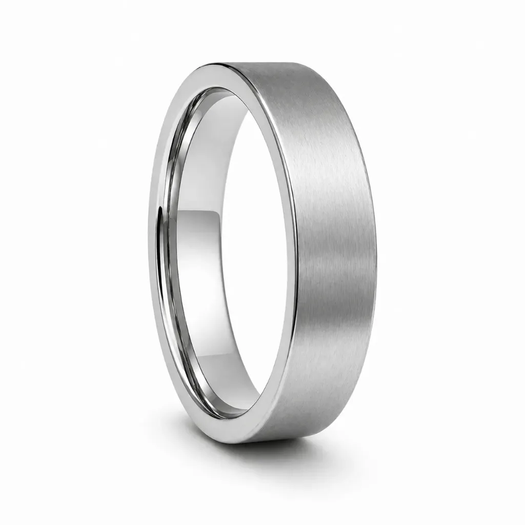Womens Finish Flat Brushed Tungsten Carbide Ring (4.5, No Engraving, No Engraving)
