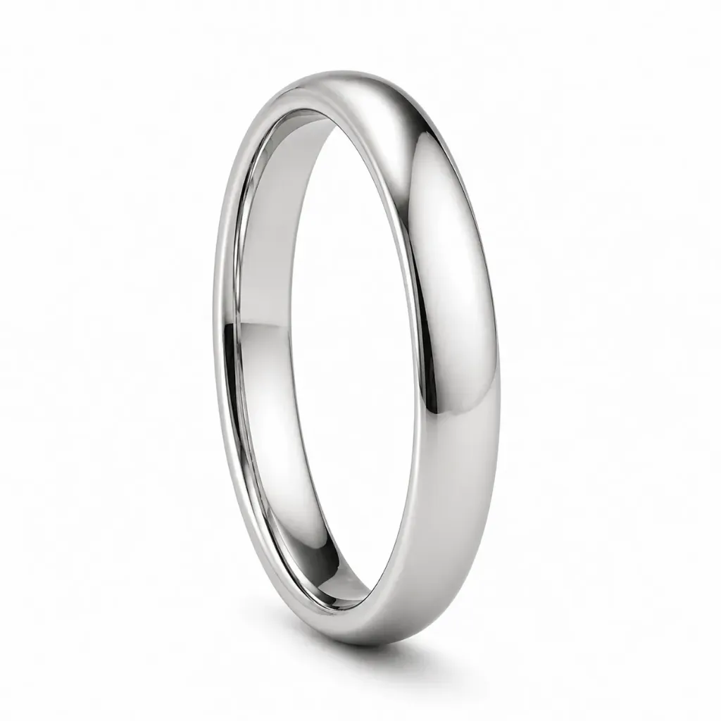 Womens Polished Finish Domed Tungsten Carbide Ring (4.5, No Engraving, No Engraving)