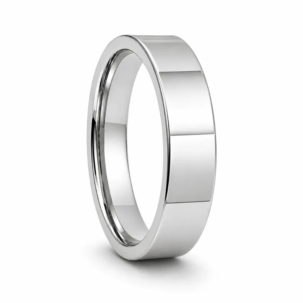 Womens Polished Finish Flat Tungsten Carbide Ring