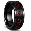 Black Ceramic Ring with Red Carbon Fiber Inlay