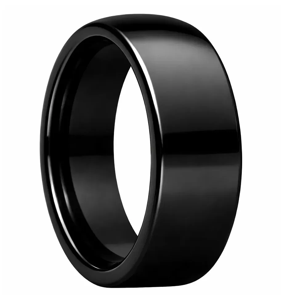 Polished Finish Domed Black Tungsten Ring (4.0, No Engraving, No Engraving)
