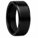 Polished Finish Beveled Black Tungsten Ring