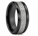 Black Ceramic Ring with White Carbon Fiber Inlay