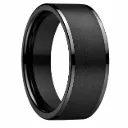 Brushed Finish Flat Black Tungsten Ring with Polished Edges