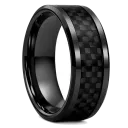 Black Ceramic Ring with Black Carbon Fiber Inlay