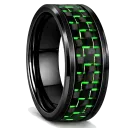 Black Ceramic Ring with Green Carbon Fiber Inlay