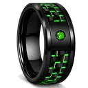 Black Ceramic Ring with Green Carbon Fiber Inlay